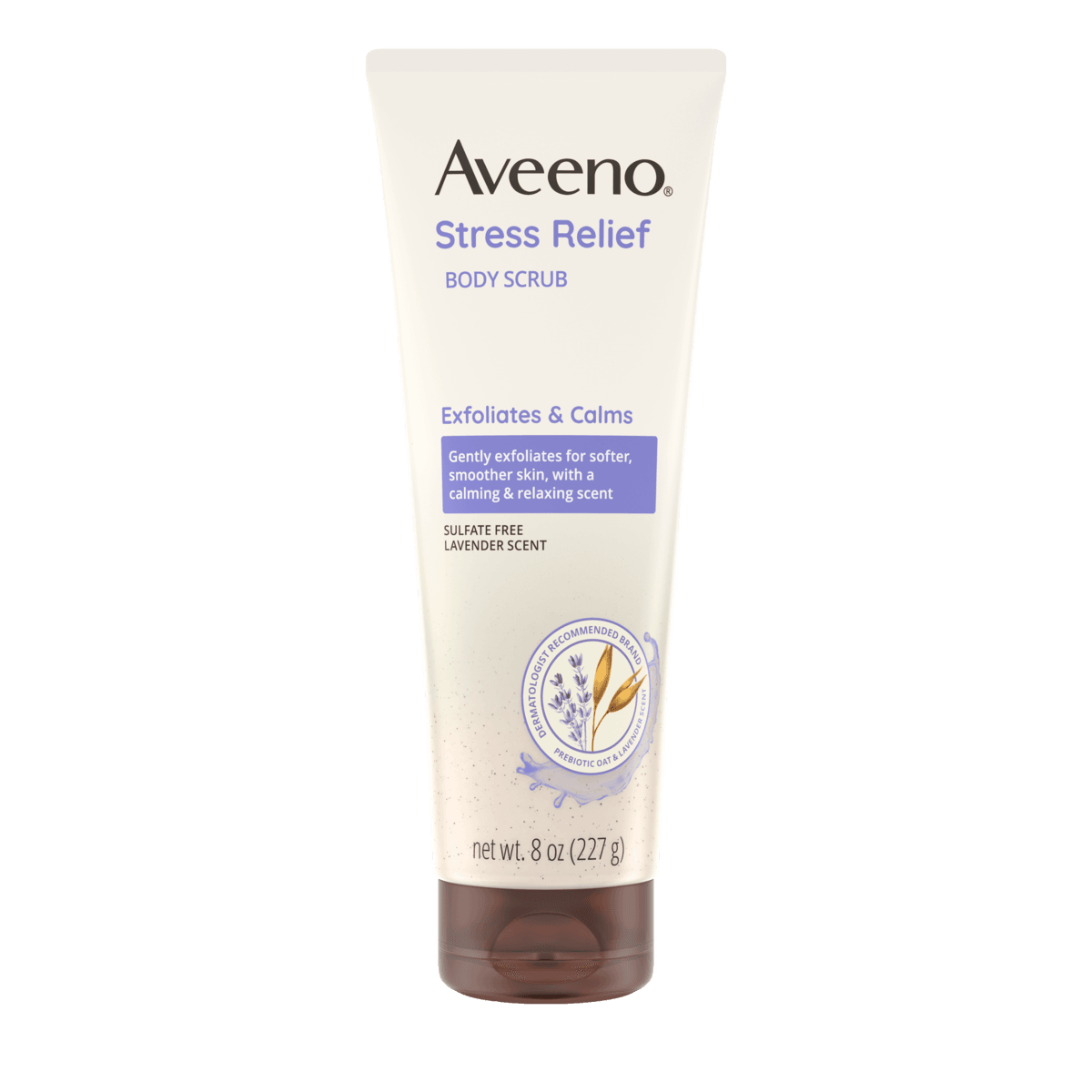 Aveeno Stress Relief Exfoliating Body Scrub, Lavender 227 Body scrub shop at Exprimi Beauty Kenya. Home of Skin care, Body care, Make-up, Fragrance & Beauty.