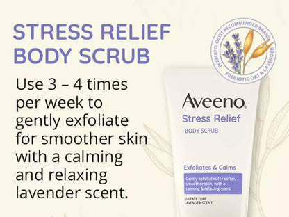 Aveeno Stress Relief Exfoliating Body Scrub, Lavender Body scrub shop at Exprimi Beauty Kenya. Home of Skin care, Body care, Make-up, Fragrance & Beauty.
