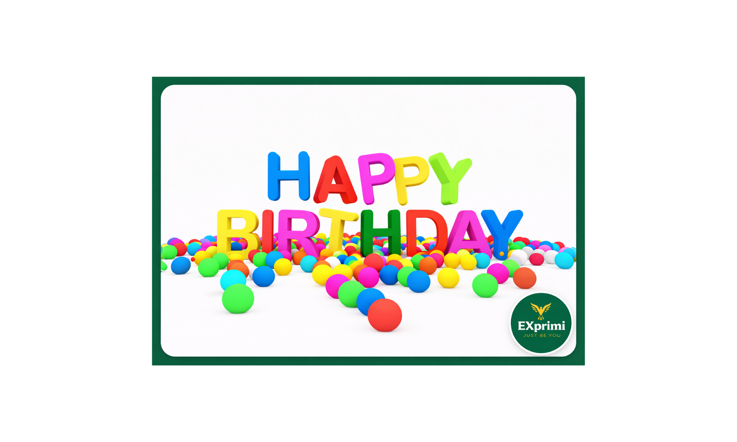 Exprimi Happy Birthday Sent By mail Gift card Happy_Birthday_E-Card shop at Exprimi Beauty Kenya. Home of Skin care, Body care, Make-up, Fragrance & Beauty.