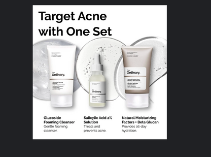 The Ordinary The Acne Set Acne Treatments The_Acne_Set_offers_a_targeted_skincare_regimen_featuring_Salicylic_Acid_2_Solution_for_treating_acne._This_set_includes..._Glucoside_Foaming_Cleanser_a_gel-like_foaming_cleanser_that_effectively_helps_remove_dirt_and_environmental_impurities shop at Exprimi Beauty Kenya. Home of Skin care, Body care, Make-up, Fragrance & Beauty.