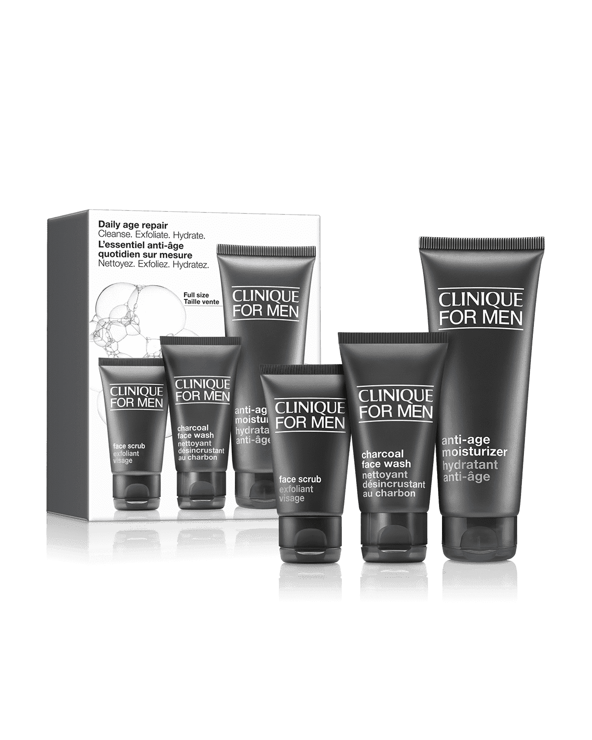 Clinique Daily Age Repair Set: Cleanse. Exfoliate. Hydrate For Men