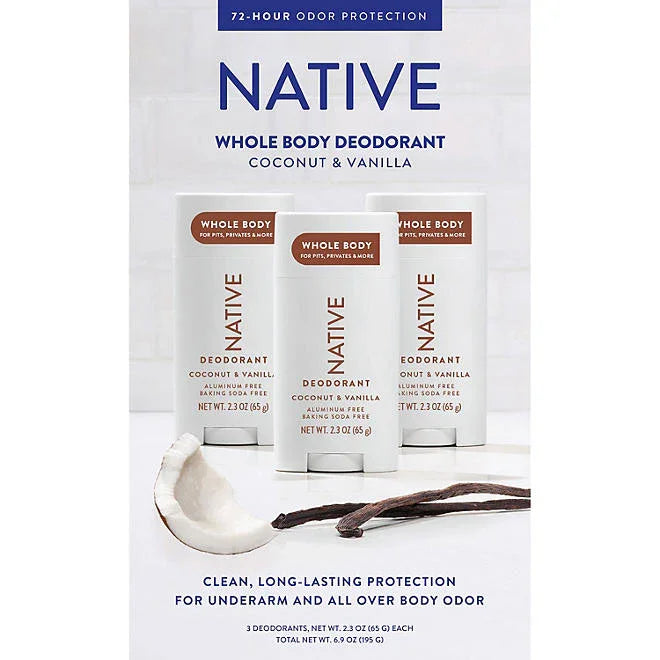 Native Native Deodorant, Aluminum Free, Coconut & Vanilla, Deodorant 3 pack native-deodorant-aluminum-free-coconut-and-vanilla-deodorant-3-pack-shopusa-kenya-1_660x660_b45c2e64-017d-4972-850b-95238a965c34 shop at Exprimi Beauty Kenya. Home of Skin care, Body care, Make-up, Fragrance & Beauty.