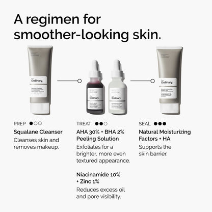 The Ordinary AHA 30% + BHA 2% Peeling Solution, Advanced Exfoliating Peel for Brighter Skin Exfoliators ord-aha-bha-peeling-solution-smooth-skin-regimen-graphic shop at Exprimi Beauty Kenya. Home of Skin care, Body care, Make-up, Fragrance & Beauty.